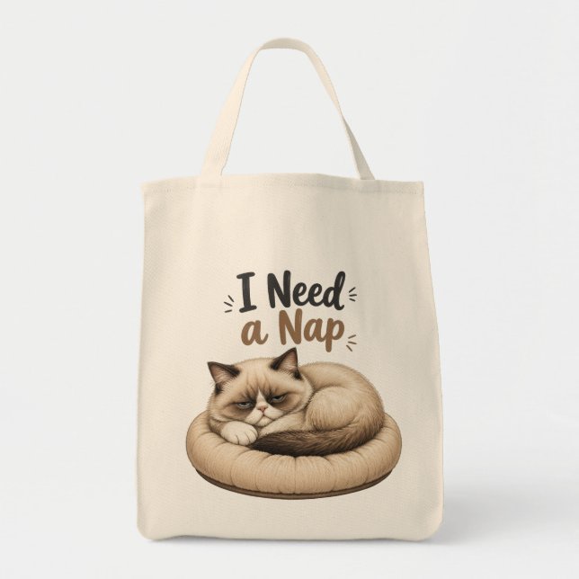 Tote Bag J'ai besoin d'une sieste • Chat confortable (Devant)
