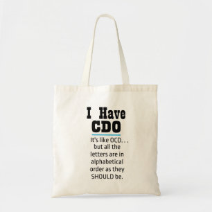 Tote Bag J'ai CDO noir drôle Humour OCD