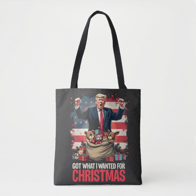 Tote Bag J'Ai Ce Que Je Voulais Pour Noël Trump Père Noël (Devant)