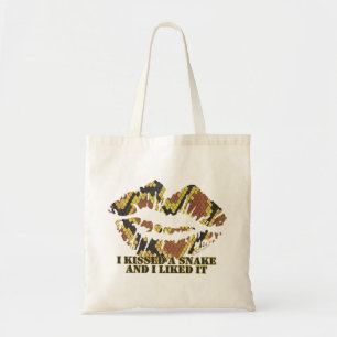 Tote Bag J'ai embrassé un serpent Impression marron et or