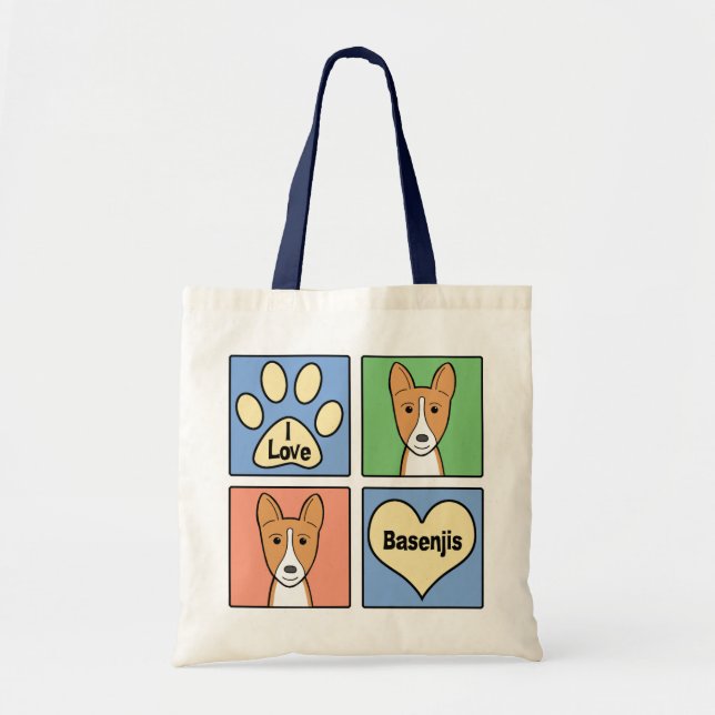 Tote Bag J'aime Basenjis (Devant)