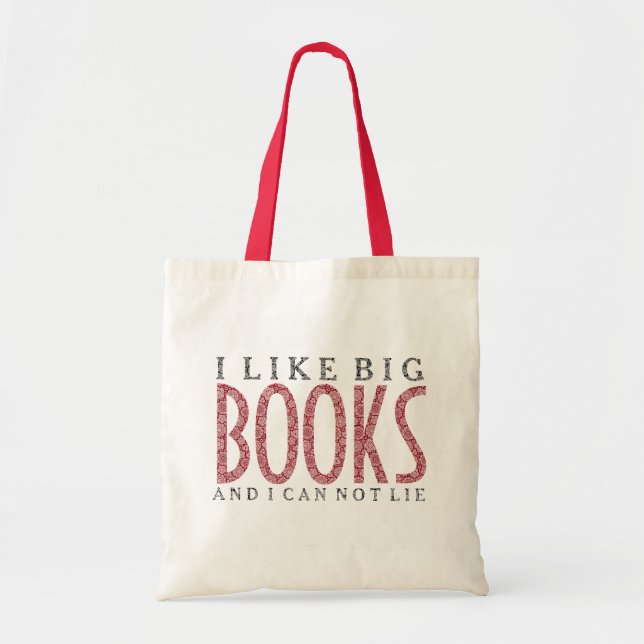 Tote Bag J'aime Big Books Dark Red Text Design (Devant)