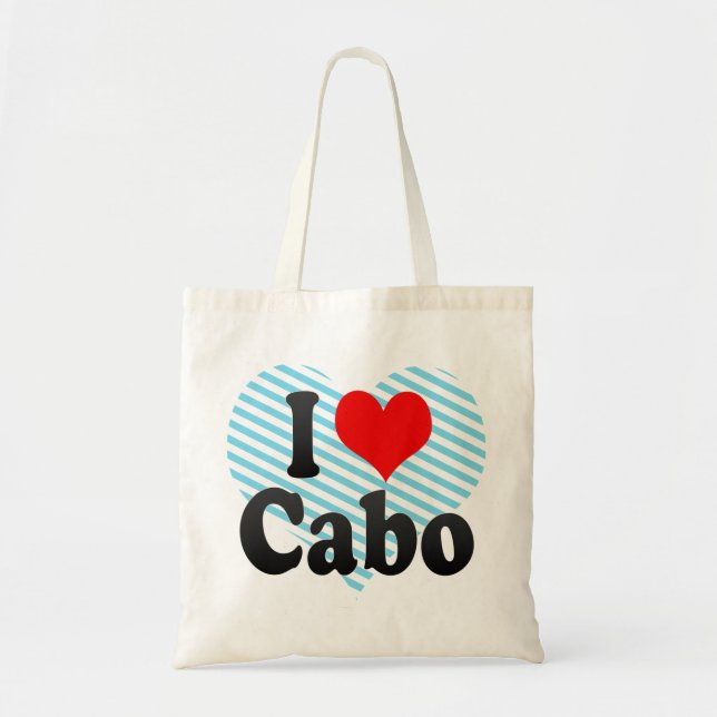 Tote Bag J'aime Cabo, Brésil. AMO O Cabo, Brésil d'Eu (Devant)