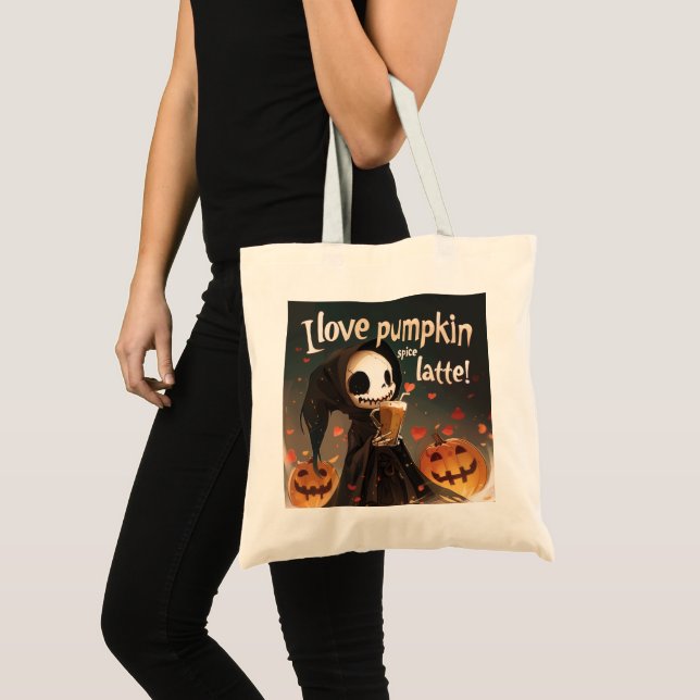 Tote Bag J'aime Citrouille Spice Latte Art numérique (Devant (produit))