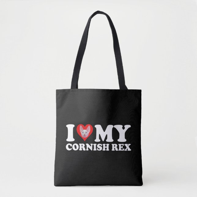 Tote Bag J'aime (Cœur) Mon Cornish Rex (Devant)