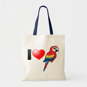 Tote Bag J'aime des aras d'écarlate
