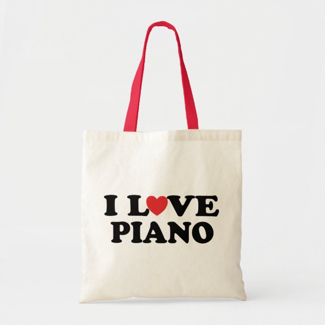 Tote Bag J'aime des cadeaux de musique de piano de coeur (Devant)