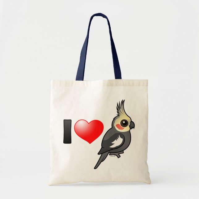 Tote Bag J'aime des Cockatiels (Devant)