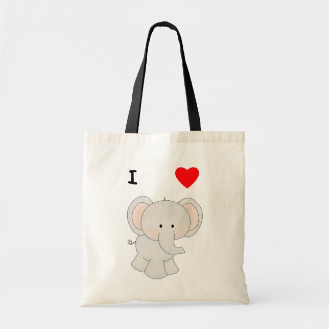 Tote Bag J'aime des éléphants (Devant)