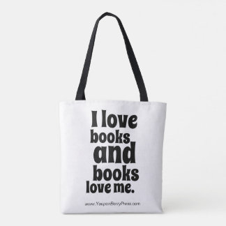 Tote Bag J'aime des livres Fourre-tout (blanc et noir)