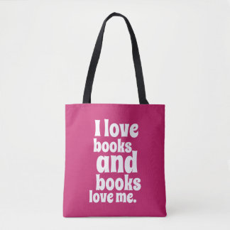 Tote Bag J'aime des livres Fourre-tout (le paon rose)