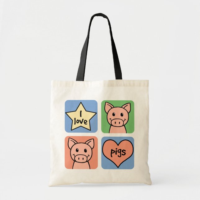 Tote Bag J'aime des porcs (Devant)