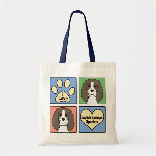 Tote Bag J'aime des springers anglais (Devant)