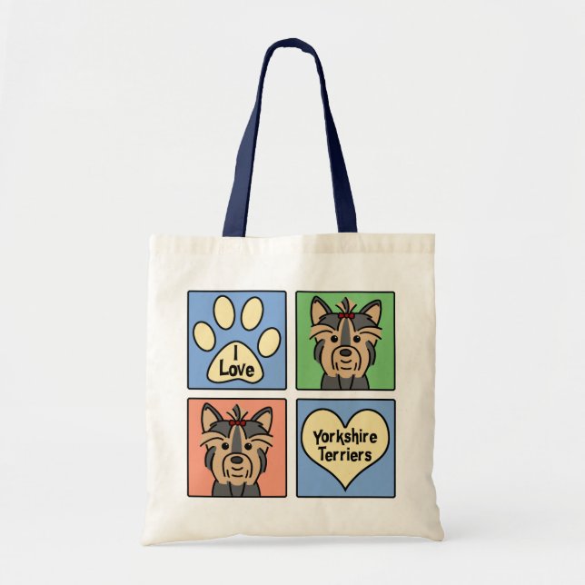 Tote Bag J'aime des terriers de Yorkshire (Devant)