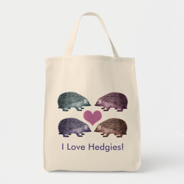 Tote Bag J'aime Hedgies ! - Quatre hérissons adorables (Devant)