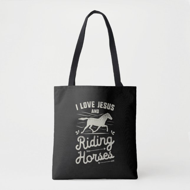 Tote Bag J'Aime Jésus Et Équitation Cheval Cheval Fille Hor (Devant)