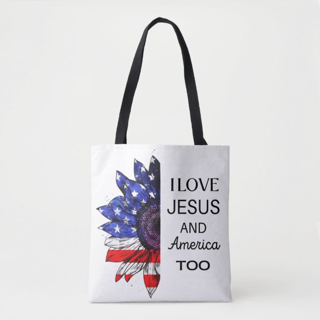 Tote Bag J'aime Jésus et l'Amérique aussi (Devant)