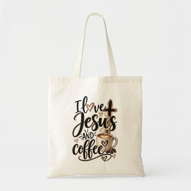Tote Bag J'aime Jésus et le café (Devant)