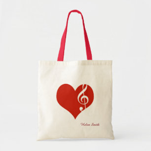 Tote Bag j'aime la musique / coeur rouge