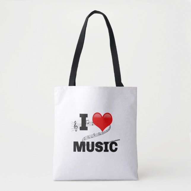 Tote Bag J'aime la musique, design populaire (Devant)