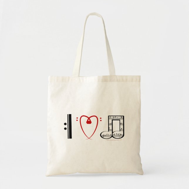 Tote Bag J'aime la musique (les notes de coeur d'I) (Devant)