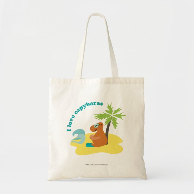 Tote Bag J'aime l'art de plage tropical des capybaras (Devant)