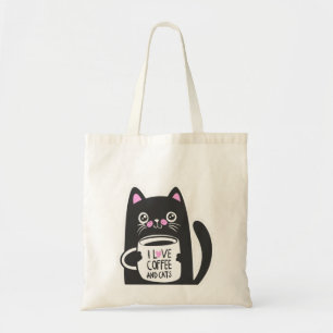 Tote Bag J'aime le café et les chats - Choisir la couleur a