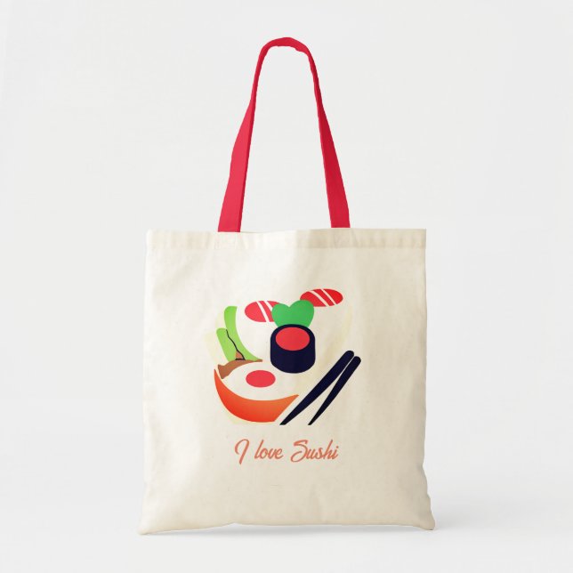 Tote Bag J'aime le design sushi (Devant)