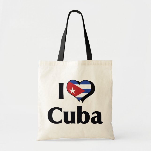 Tote Bag J'aime le drapeau de Cuba (Devant)