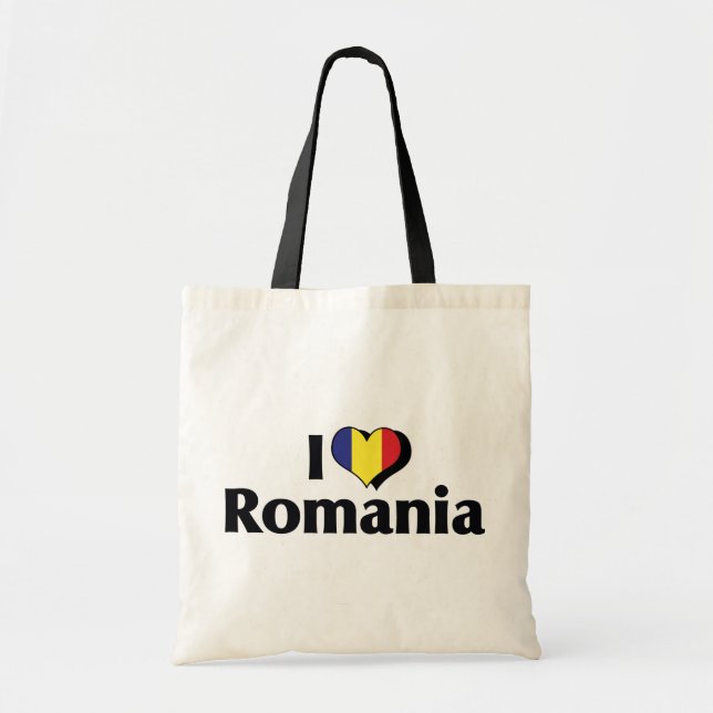 Tote Bag J'aime le drapeau de la Roumanie (Devant)