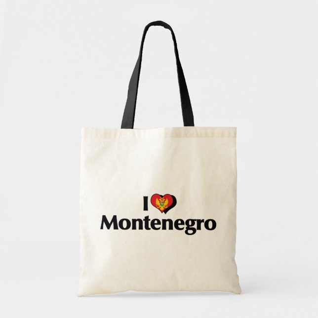 Tote Bag J'aime le drapeau du Monténégro (Devant)