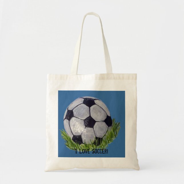 Tote Bag J'aime le football avec du ballon de football (Devant)