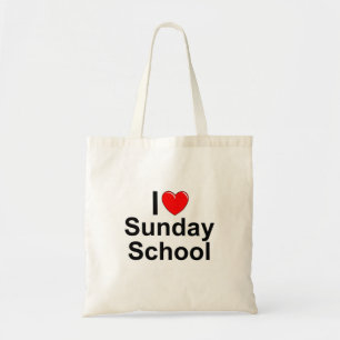 Tote Bag J'aime l'école du dimanche (de coeur)