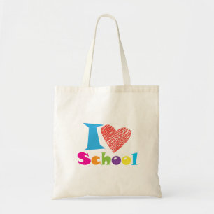 Tote Bag J'Aime L'École. Retour À L'École. Cartoon Coeur