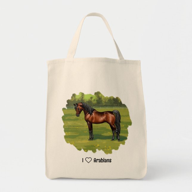 Tote Bag J'aime les Arabes Dark Bay Horse (Devant)