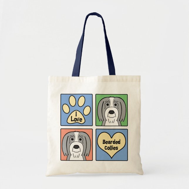 Tote Bag J'aime les colleys barbus (Devant)