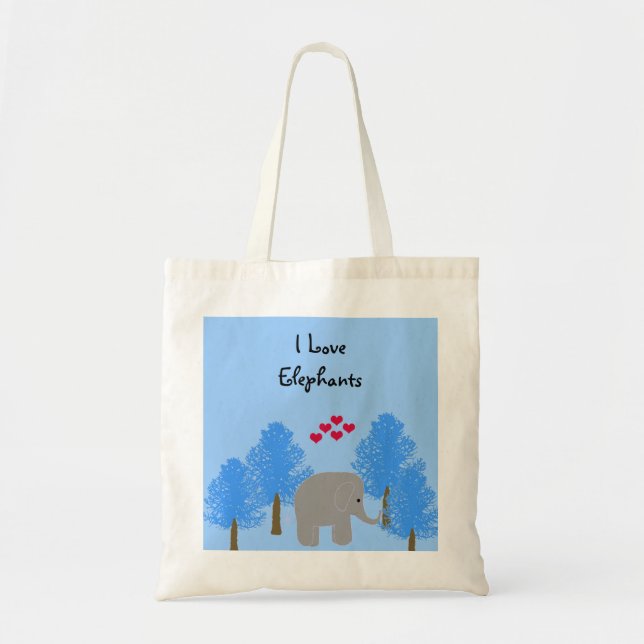 Tote Bag J'aime les éléphants (Devant)