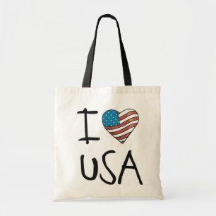 Tote Bag J'aime les Etats-Unis/coeur Etats-Unis d'I