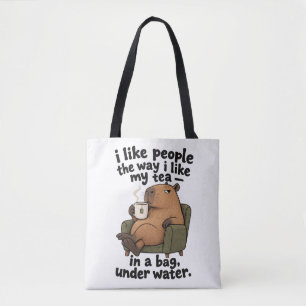 Tote Bag J'aime les gens comme j'aime mon thé Drôle Capybar