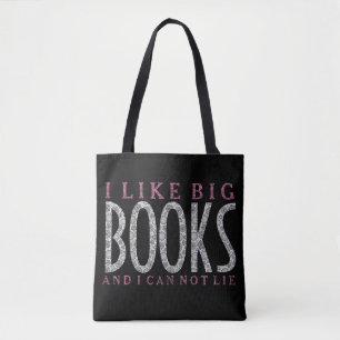 Tote Bag J'Aime Les Grands Livres Design de texte blanc et