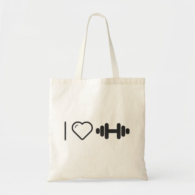 Tote Bag J'aime les haltères moyennes (Devant)