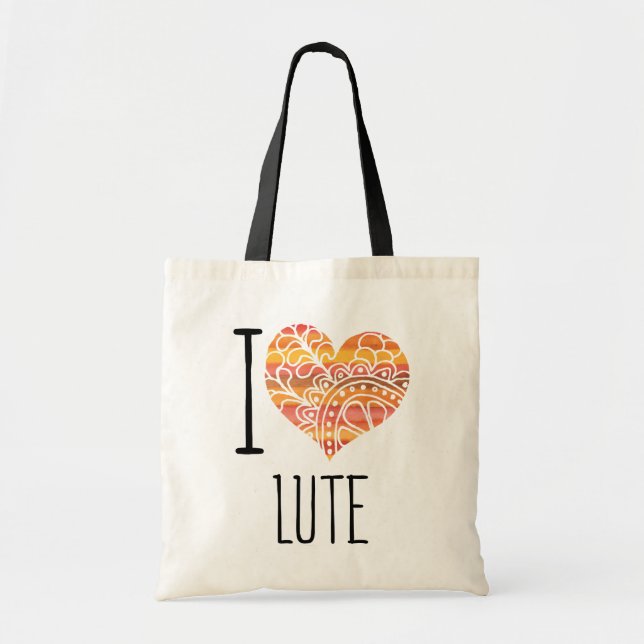 Tote Bag J'Aime Lute Orange Mandala Heart (Devant)
