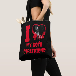 Tote Bag J'aime ma petite amie gothique Photo de cœur rouge