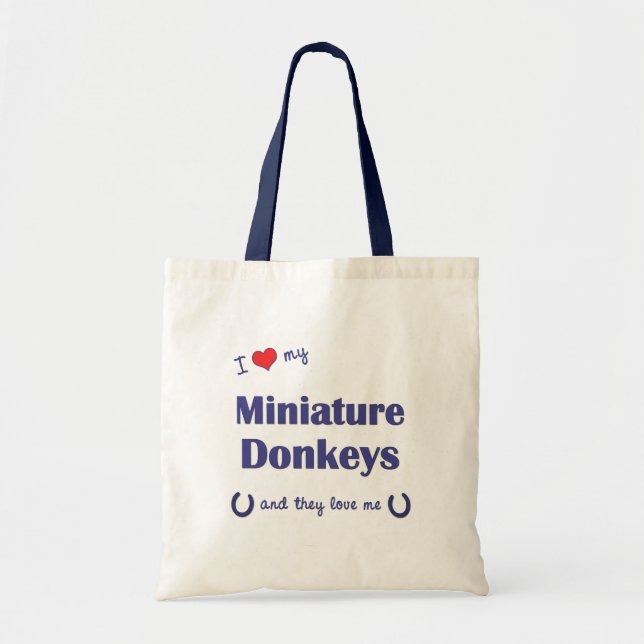 Tote Bag J'aime mes ânes miniatures (les ânes multiples) (Devant)