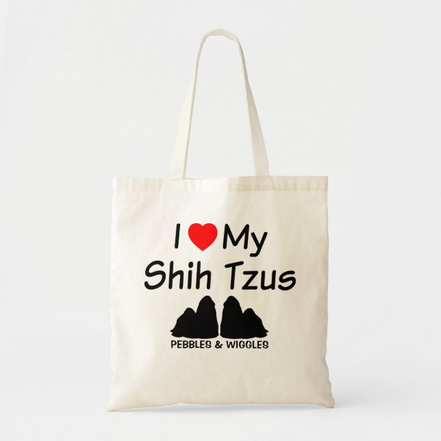 Tote Bag J'Aime Mes DEUX Chiens Chiites Tzu (Devant)