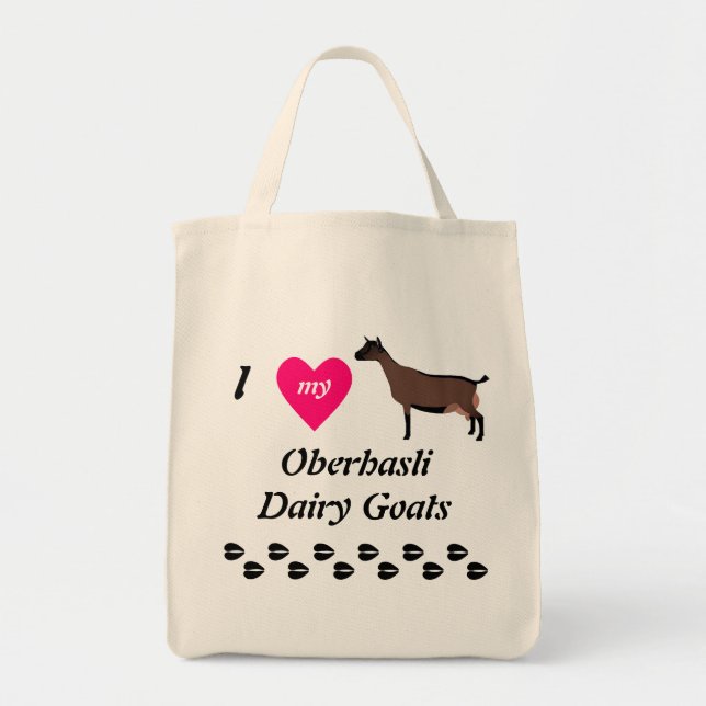 Tote Bag J'Aime Mes Oberhasli Chèvres Laitières