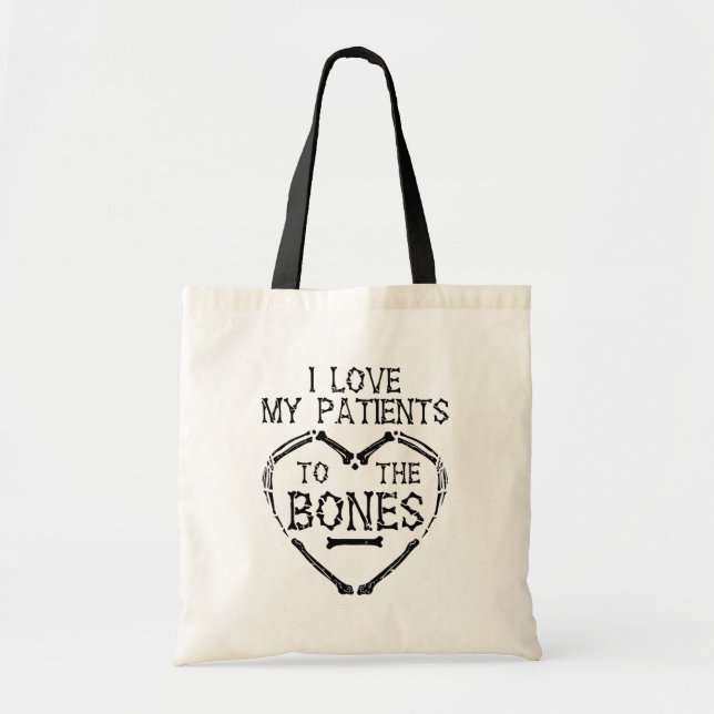 Tote Bag J'Aime Mes Patients Pour Le Chiropraticien Des Os (Devant)