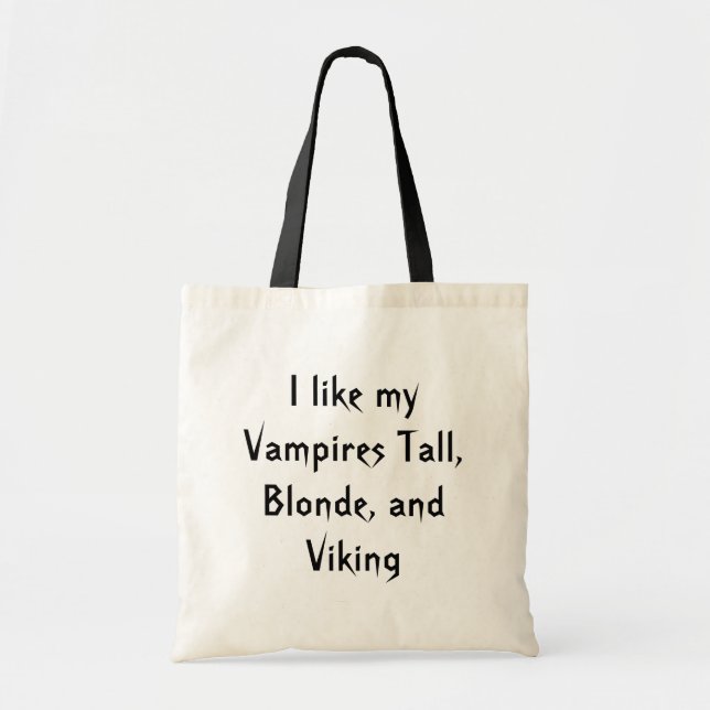 Tote Bag J'aime mes vampires grand, blond, et Viking (Devant)