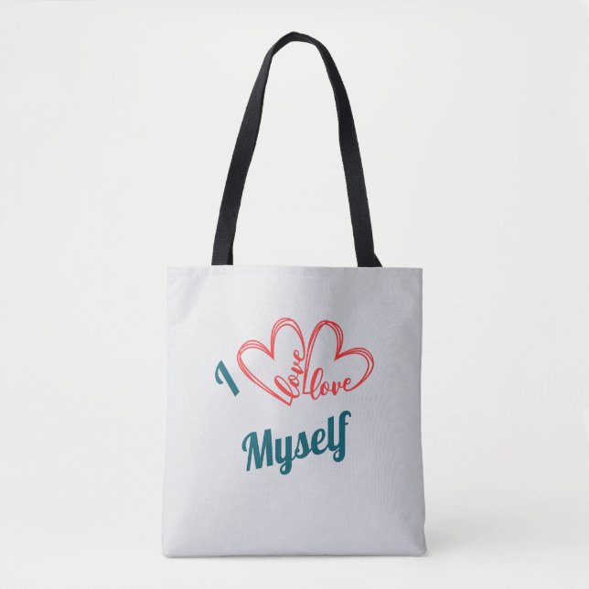Tote Bag J'aime moi-même - Bouton de soins personnels (Devant)