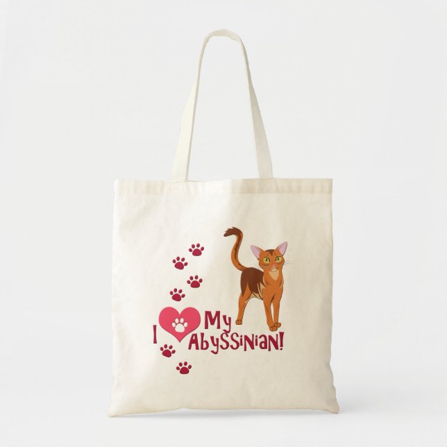 Tote Bag J'Aime Mon Abyssinian ! (Devant)